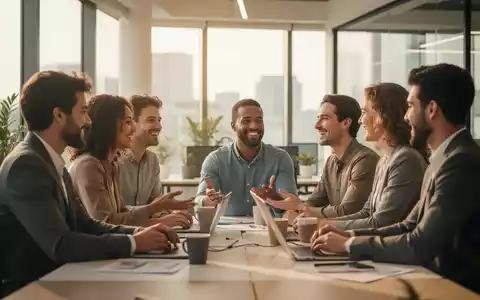 Mitarbeiter in einem modernen Büro, die in einer kooperativen Diskussion zusammenarbeiten, symbolisieren betriebliche Gesundheitsförderung. - Foto: über boerse-global.de