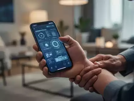 Eine junge Hand hält ein Smartphone, während eine erwachsene Hand sanft das Handgelenk berührt, vor einem unscharfen Hintergrund. - Foto: über boerse-global.de