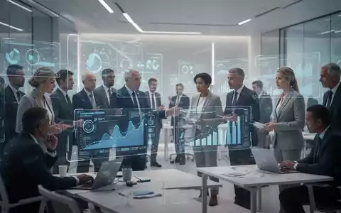 Geschäftsleute besprechen Daten in einem modernen Büro, symbolisierend Resilienz und strategische Anpassung an technologischen Wandel. - Foto: über boerse-global.de