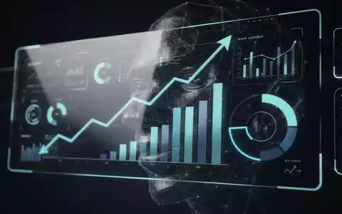 Ein stilisiertes digitales Interface mit wachsenden Diagrammen und Datenanalysen, das KI-Wachstum darstellt. - Foto: über boerse-global.de