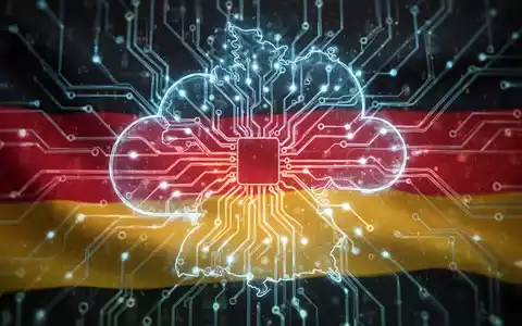 A stylized neural network or circuit board with a subtle outline of the German flag, representing secure German AI and cloud infrastructure. - Foto: über boerse-global.de
