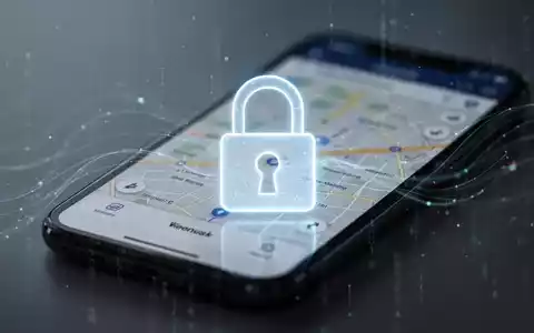 Ein stilisiertes, leuchtendes digitales Vorhängeschloss-Symbol über einem unscharfen Smartphone-Bildschirm mit einer Kartenanwendung. - Foto: über boerse-global.de