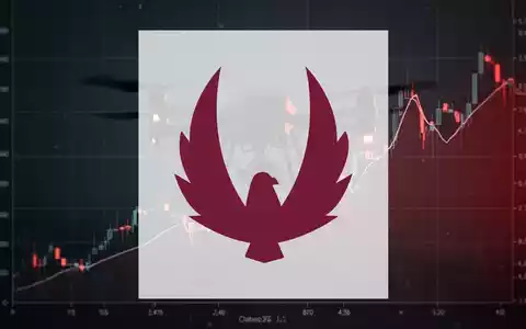 Abwärtstrendender Börsenchart mit Silhouette einer Drohne, symbolisiert Rückgang der Kratos Defense Aktie. - Foto: über boerse-global.de