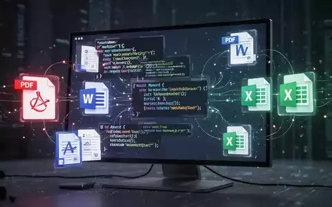 Digital documents transforming into structured Markdown code on a screen, symbolizing data conversion and AI efficiency. - Foto: über boerse-global.de