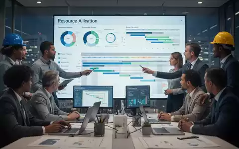 Ein Team von Fachleuten arbeitet an der Kapazitätsplanung, mit Diagrammen zur Ressourcenzuweisung auf einem Bildschirm. - Foto: über boerse-global.de