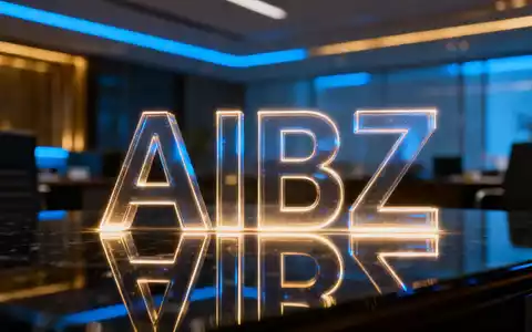 Digitale Darstellung des Nasdaq-Tickers mit AIBZ-Symbol, reflektierend auf einer Oberfläche, im Hintergrund verschwommenes Büro. - Foto: über boerse-global.de