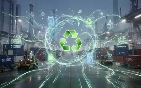 Eine stilisierte Darstellung globaler Lieferketten und Kreislaufwirtschaftskonzepte mit leuchtenden Linien und Recycling-Symbolen. - Foto: über boerse-global.de