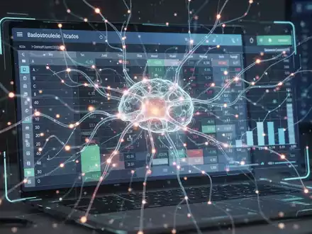 A glowing neural network interface overlaying a digital spreadsheet, symbolizing AI and advanced data analysis in productivity software. - Foto: über boerse-global.de
