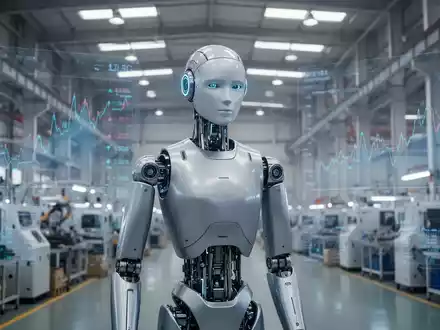 Sleek, modern humanoid robot in a large Chinese factory, symbolizing the low-cost robotics market and technological advancements. - Foto: über boerse-global.de