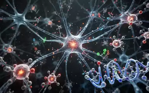 Nahaufnahme eines abstrakten neuronalen Netzwerks mit leuchtenden Verbindungen, das Gehirnalterung und enzymatische Regulation darstellt. - Foto: über boerse-global.de