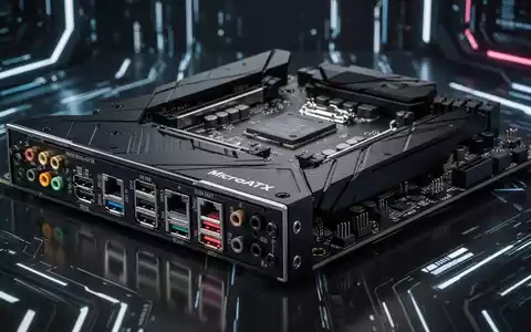 Close-up of a modern black MicroATX motherboard, highlighting its intricate circuitry and design. - Foto: über boerse-global.de