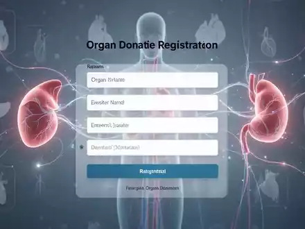 Digital interface for organ donation, showing a stylized form and abstract anatomical shapes representing organs. - Foto: über boerse-global.de