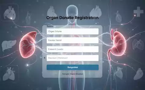 Digital interface for organ donation, showing a stylized form and abstract anatomical shapes representing organs. - Foto: über boerse-global.de