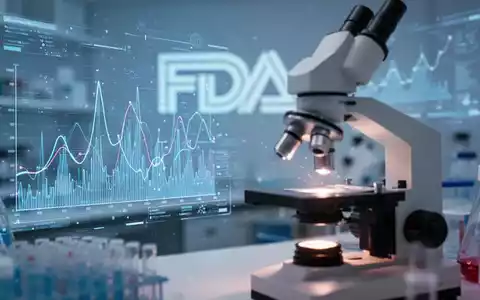 Ein stilisiertes pharmazeutisches Forschungslabor mit Datenvisualisierungen und einem Mikroskop, das Innovation symbolisiert. - Foto: über boerse-global.de