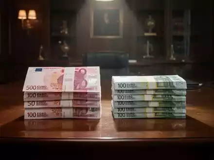 Zwei Geldstapel, Schweizer Franken und Euro, liegen nebeneinander auf einem Holztisch in einem Büro. - Foto: über boerse-global.de