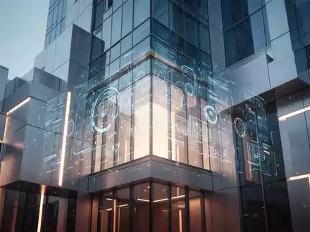 Modernes Gebäude mit digitalen Reflexionen, symbolisiert die Partnerschaft von CubeDoc und ERL Immobiliengruppe. - Foto: über boerse-global.de