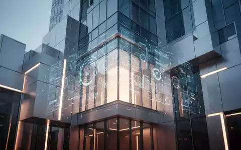Modernes Gebäude mit digitalen Reflexionen, symbolisiert die Partnerschaft von CubeDoc und ERL Immobiliengruppe. - Foto: über boerse-global.de