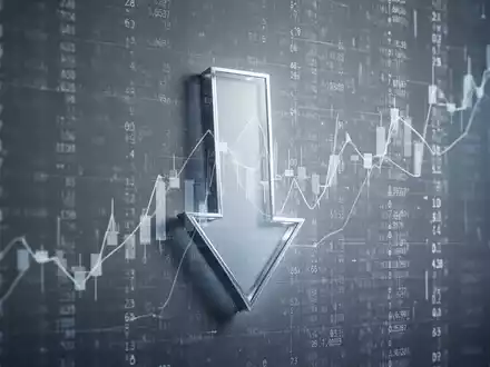 Ein stilisierter, nach unten zeigender Börsenpfeil vor einem abstrakten digitalen Hintergrund, der ein Aktienrückkaufprogramm darstellt. - Foto: über boerse-global.de