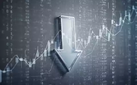 Ein stilisierter, nach unten zeigender Börsenpfeil vor einem abstrakten digitalen Hintergrund, der ein Aktienrückkaufprogramm darstellt. - Foto: über boerse-global.de