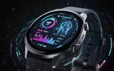 Close-up of a smartwatch screen showing advanced health data and a new AI-Siri interface with glowing elements. - Foto: über boerse-global.de