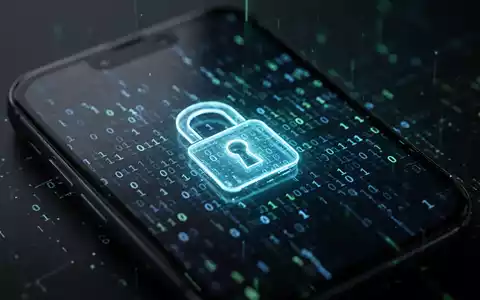 A smartphone screen showing abstract binary code and a glowing padlock icon, representing digital security and software updates. - Foto: über boerse-global.de