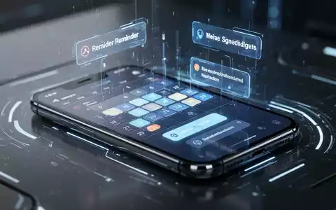 A smartphone displaying a holographic calendar and reminders interface with AI elements, symbolizing digital productivity and integration. - Foto: über boerse-global.de