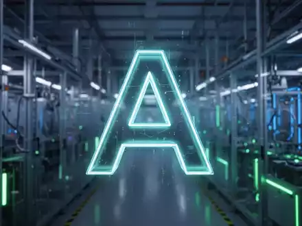 Ein stilisiertes, leuchtendes 'A' Bonitätsrating-Symbol vor dem verschwommenen Hintergrund einer modernen Batteriefabrik. - Foto: über boerse-global.de