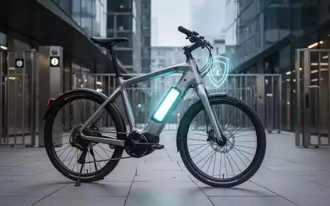Ein elegantes E-Bike steht in einer sicheren, modernen Stadtumgebung mit einem subtilen digitalen Leuchten, das Konnektivität symbolisiert. - Foto: über boerse-global.de