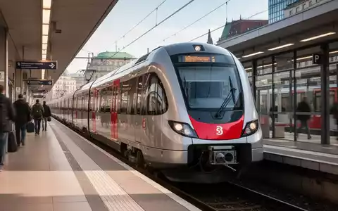 Ein moderner S-Bahn-Zug von Stadler Rail fährt in einen Berliner Bahnhof ein, umgeben von städtischer Architektur. - Foto: über boerse-global.de