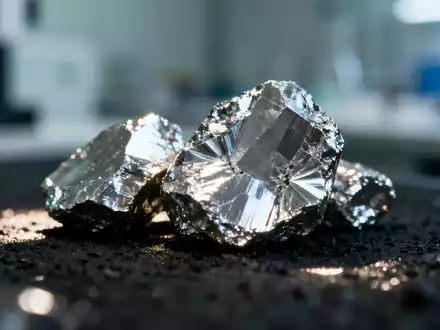 Nahaufnahme von glänzenden Molybdänerzproben, die Licht reflektieren, auf einem dunklen Hintergrund. - Foto: über boerse-global.de