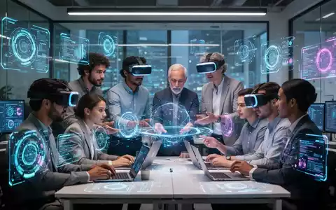 A diverse group of IT professionals collaborates in a modern office, surrounded by glowing data visualizations and holographic interfaces. - Foto: über boerse-global.de