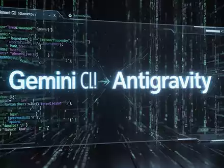 A glowing command-line interface showing a transition from 'Gemini CLI' to 'Antigravity', with digital code in the background. - Foto: über boerse-global.de