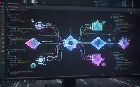 Digital interface with abstract shapes and lines, symbolizing the integration of design and code, reflecting efficiency and innovation. - Foto: über boerse-global.de