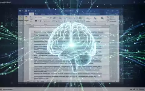 Ein futuristisches KI-Neuronennetz über einer Microsoft Word-Dokumentoberfläche mit abstrakten Datenströmen. - Foto: über boerse-global.de