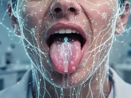 Ein stilisiertes, leuchtendes KI-Neuronennetz überlagert eine menschliche Zunge, die Präzision und digitale Integration symbolisiert. - Foto: über boerse-global.de