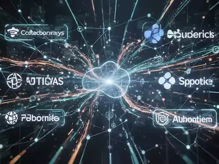 Abstract digital network with glowing lines and nodes, symbolizing AI agents connecting and discovering resources across a unified protocol. - Foto: über boerse-global.de