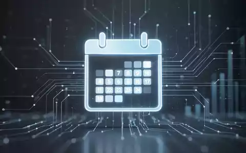A glowing digital clock and calendar icon overlaid on an abstract background with subtle lines, symbolizing AI task management. - Foto: über boerse-global.de