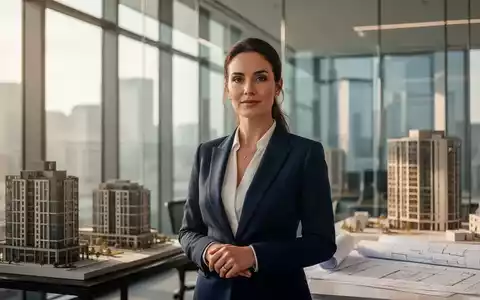 Eine selbstbewusste Finanzchefin in einem modernen Bürogebäude, das subtil auf Immobilien oder Bauwesen hinweist. - Foto: über boerse-global.de