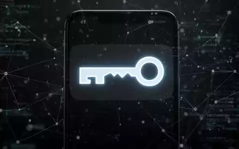 A glowing key icon, typically found in an Android status bar, against a dark, tech-inspired background with subtle digital network lines. - Foto: über boerse-global.de