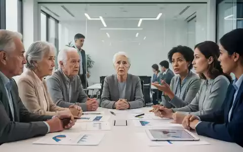 Eine Gruppe von Menschen unterschiedlichen Alters, die sich in einem modernen Konferenzraum über Rentenreformen und Altersvorsorge unterhalten. - Foto: über boerse-global.de