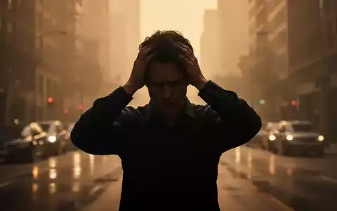 Eine Silhouette einer Person, die sich den Kopf hält, vor dem verschwommenen Hintergrund einer durch Hitze verzerrten Stadtstraße. - Foto: über boerse-global.de