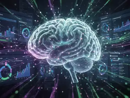 An abstract visualization of artificial intelligence with glowing neural pathways over a backdrop of data streams, symbolizing enterprise automation. - Foto: über boerse-global.de