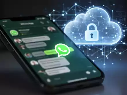 Ein Smartphone zeigt die WhatsApp-Oberfläche mit unscharfen Chats und einem Schloss-Symbol, um selbstlöschende Nachrichten und Datenschutz darzustellen. - Foto: über boerse-global.de