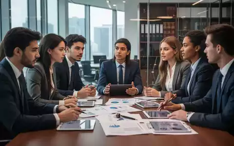Junge Juristen in einem modernen Büro diskutieren über juristische Dokumente. Die Szene symbolisiert Wachstum im Rechtsbereich. - Foto: über boerse-global.de