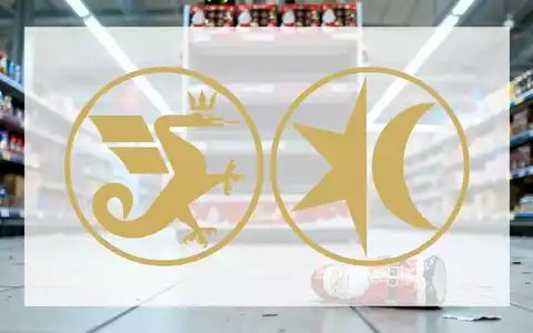 Ein leerer Supermarkt-Weihnachtsdisplay-Ständer mit einem einzelnen Lindt-Schokoladen-Weihnachtsmann auf dem Boden. - Foto: über boerse-global.de