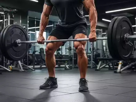 Ein Athlet führt Kreuzheben in einem modernen Fitnessstudio aus, wobei der Fokus auf den starken Bein- und Rumpfmuskeln liegt. - Foto: über boerse-global.de