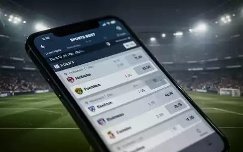 Nahaufnahme eines Smartphones, das eine Sportwetten-App anzeigt, mit einem verschwommenen Fußballstadion im Hintergrund. Symbolisiert Spielsuchtprävention. - Foto: über boerse-global.de