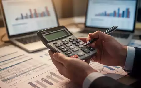 Hände halten einen Taschenrechner und einen Stift, umgeben von Finanzdokumenten und einem Laptop mit Diagrammen. - Foto: über boerse-global.de