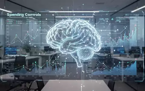 A glowing AI brain network superimposed on a digital dashboard with financial graphs, symbolizing AI spending analytics and control. - Foto: über boerse-global.de