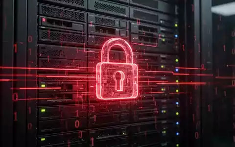 Abstrakte Darstellung eines Cyberangriffs mit roten Linien auf einem Server-Rack und digitalem Code. - Foto: über boerse-global.de